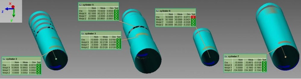 自动检查阀体中的4个孔的3D孔测量数据